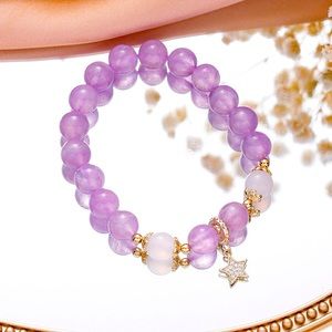 Natural Amethyst Bracelet, Purple Quartz Crystal Bracelets
